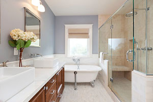 Bright and clean fixtures are always a good choice in a bathroom remodel.